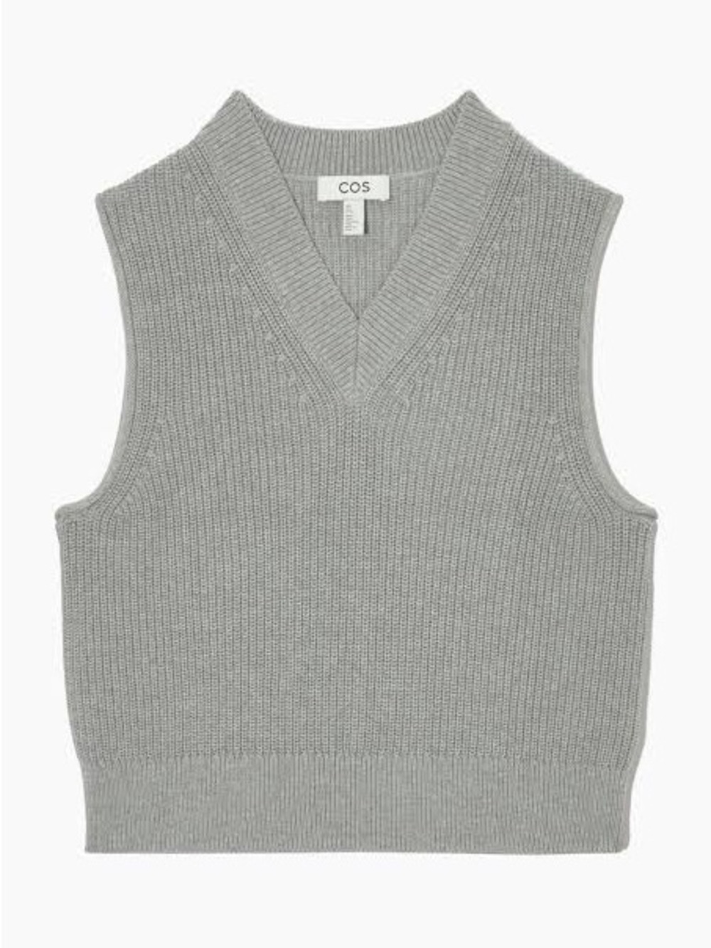 COS Light Gray Ribbed V-Neck Knit Vest - Picture 2 of 2